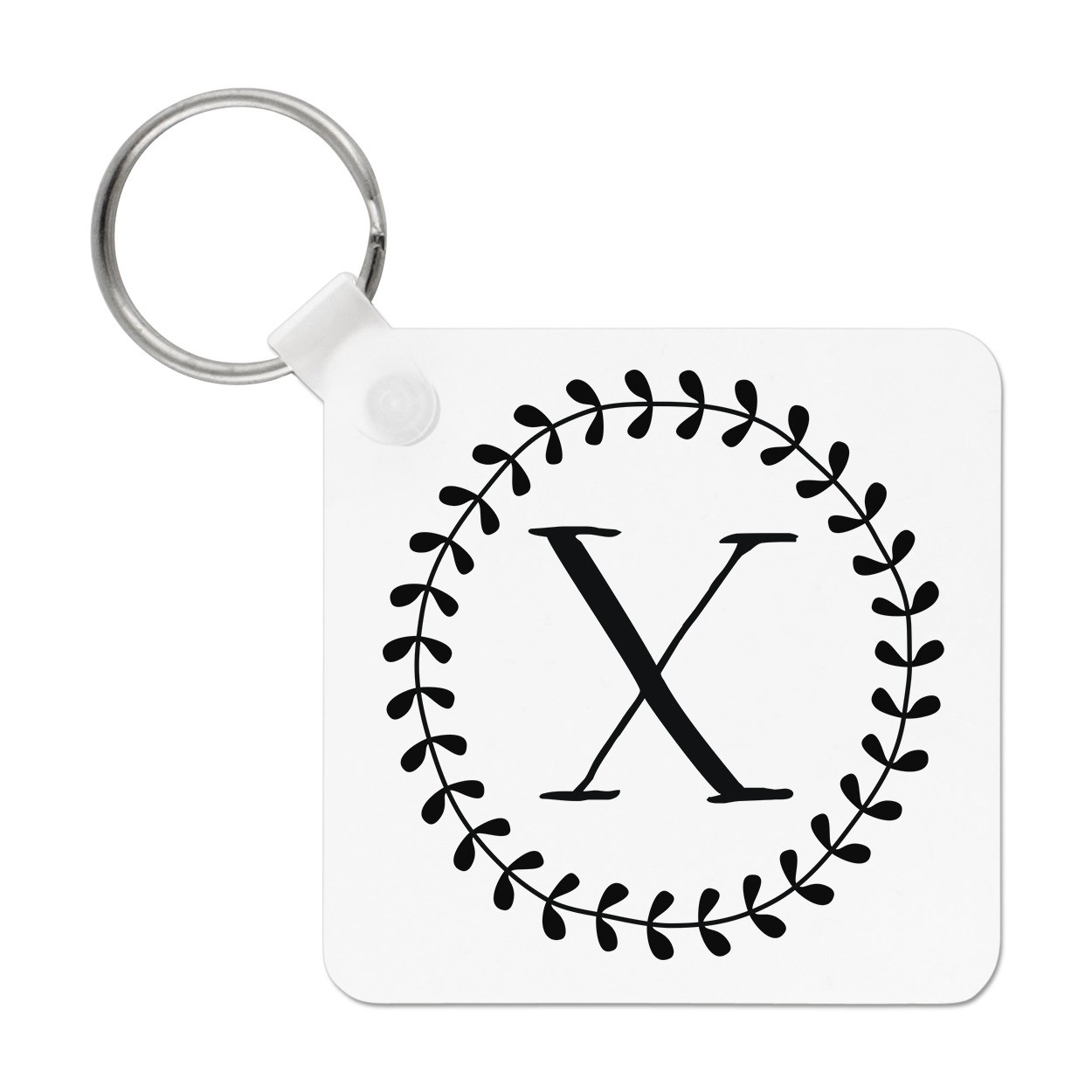 Letter X Floral Wreath Alphabet Keyring Key Chain - Flowers