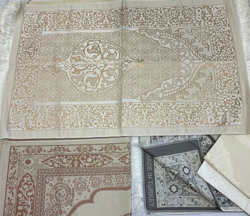Luxury Islamic Prayer Gift Velvet Prayer Rug Sajjadah Janamaz 46" x 27" Turkish - Picture 3 of 12