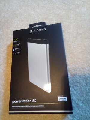 Mophie Powerstation 5X Extra Battery, External battery w/15W fast charge cap.