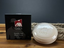 Mug Shaving Soap puck for Thick  Coarse Beard, Sandalwood with Shea butter 80g
