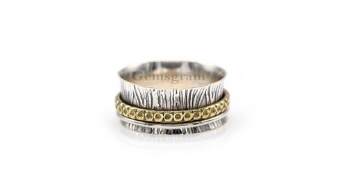 Gemsgram Solid 925 Sterling Silver Spinner Meditation Designer Unisex Ring - Video 1 of 1