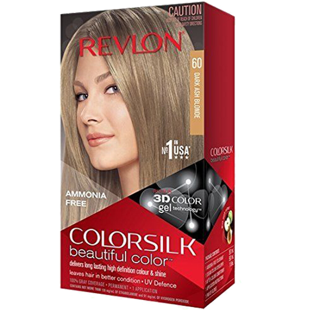 Pack of (3) New Revlon ColorSilk Permanent Color, Dark Ash Blonde 60