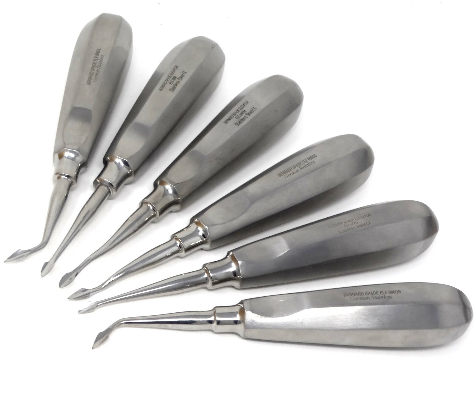 6Pcs Set Dental Spade Elevators Concave Tip Root Extraction Straight