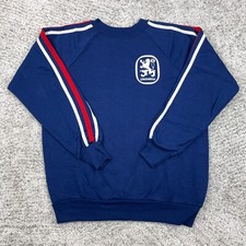 VTG Lowenbrau Sweatshirt Mens Medium Beer Made In USA Crew Neck Pullover Striped