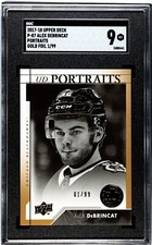 2017-18 UD ROOKIE PORTRAITS P-87 ALEX DEBRINCAT GOLD FOIL /99 RED WINGS SGC 9 MT