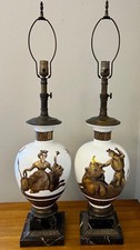 Vintage 1950’s MCM Large Glass Lamps By Designer Tommi Parzinger