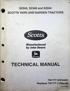 John Deere Technical Manual S2048 S2348 S2554 Scotts Tractors TM1777 | eBay