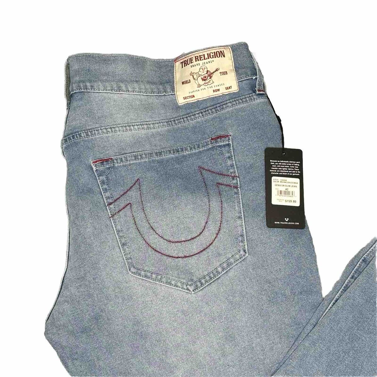 True Religion Jeans Men Geno SN Slim Red Stitch Light Blue True Religion Jeans Men Geno SN Slim Red Stitch Light Blue