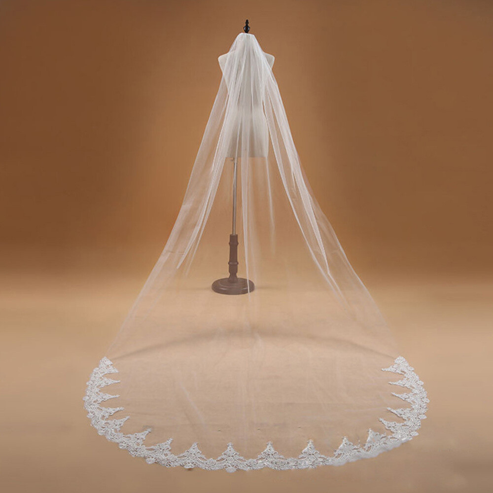 Veil Long Cathedral Length Beautiful Wedding Single Layer Bride
