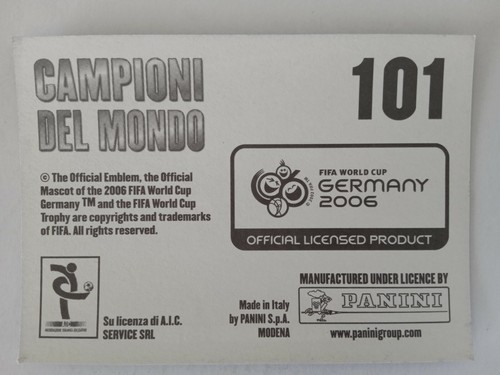 FIGURINA PANINI CAMPIONI DEL MONDO GERMANIA 2006 ITALIA-GERMANIA 2-0 n 101 - Bild 2 von 2