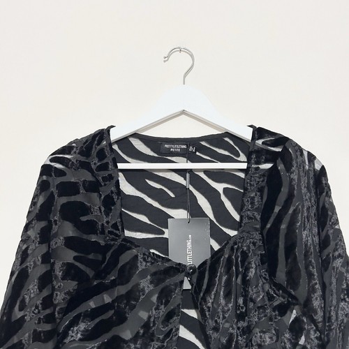 Pretty Little Thing Bolero Cardigan Size 8 Petite Black Devore Velvet NWT - Picture 2 of 8