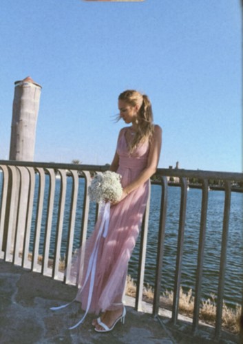 Ever Pretty Maxi Dress Size 8 Light Pink Chiffon Sleeveless - Picture 11 of 11