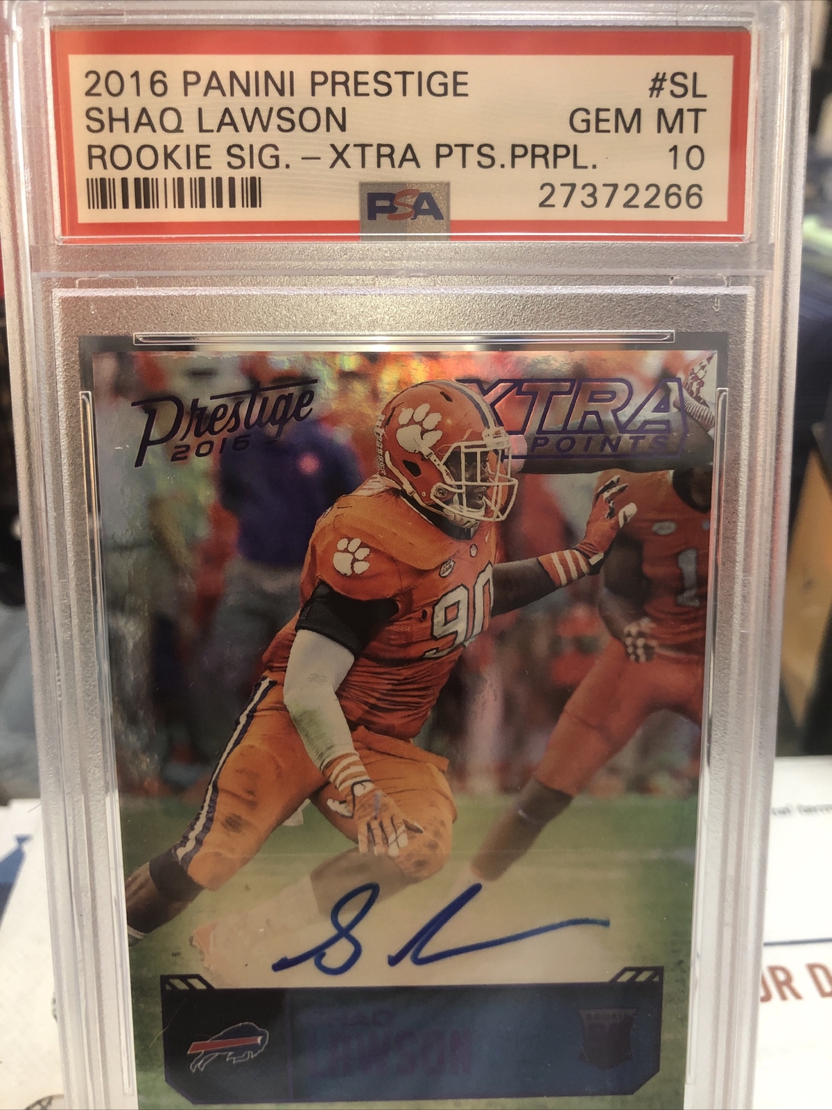 Shaq Lawson Panini Prestige Rookie Signatures #SL Xtra Points Purple