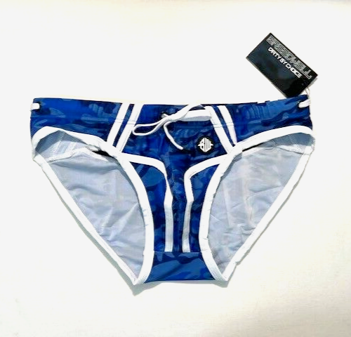 Breedwell Size XL Blue Camo Expose Swim Bikini Brief - Blue - Rear Mesh Panel - Picture 3 of 11