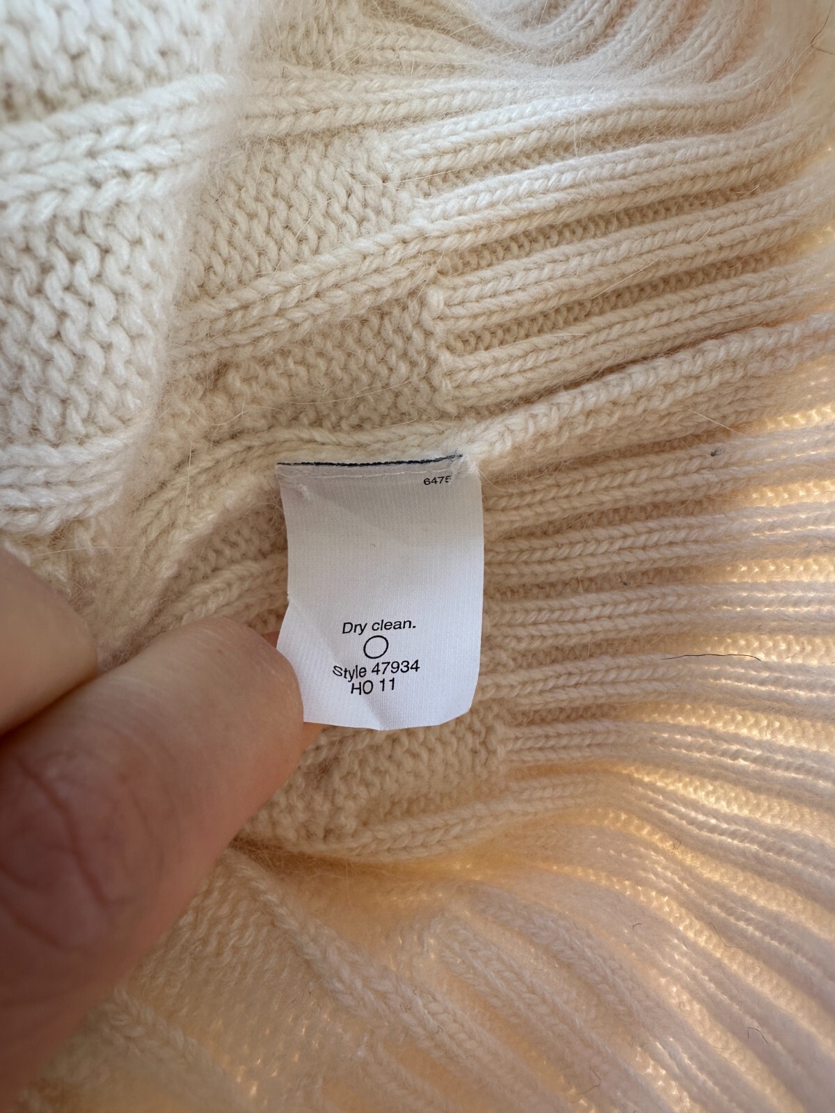 J. Crew wool/angora blend women sweater cable knit white size S turtle neck 