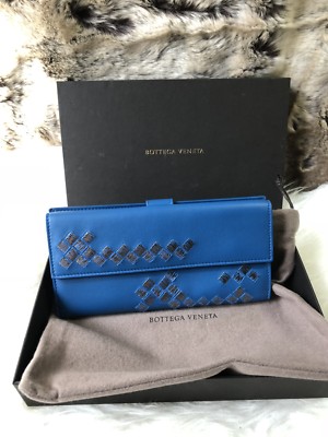 NWT Authentic Bottega Veneta BV Envelop Wallet In Electric Blue