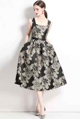 Runway Fashion Fall Jacquard Belted Retro Style Women Party Dress, Prom  Vestidos | eBay