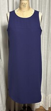 AnnTaylor Loft womens Navy Sleeveless Knee L Shift Dress Sz 10 pre-owned