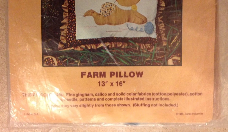 Vintage 1980 Titan #1232 Kitty Cat "Farm Pillow" Kit Cross Stitch Pillow USA Foto 4 de 4