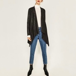 black suede waterfall jacket