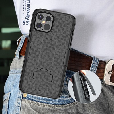 For iPhone 13 12 Pro Max Shockproof Heavy Hybrid Holster Belt Clip Case Cover