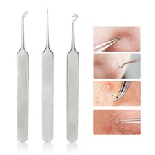 Blackhead Remover Tweezers Acne Pimple Blemish Extractor Curved Needle Clip Tool