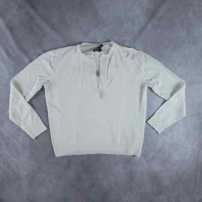 James Perse Womens Sz 1 Blouse Top Linen V Neck White Preppy