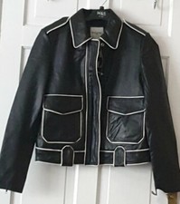 Each X Other Womens Black Leather Jacket Size M /uk Size 10