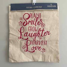 NEW Canvas Tote Bag Juncture Reusable Eco Friendly Medium Shopping Bag Pink Tan