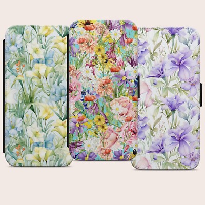 BUNT NIEDLICH FLIP WALLET HANDYHÜLLE MIT BLUMENMUSTER FÜR IPHONE SAMSUNG PIXEL