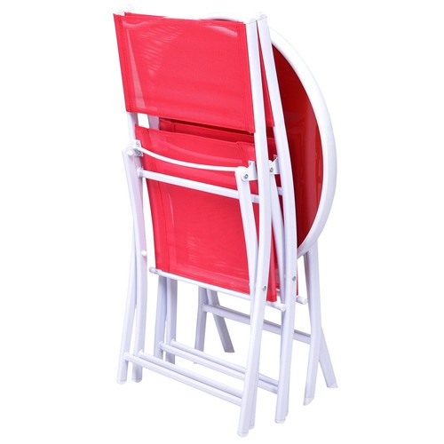Patio 3PCS Folding Bistro Table Chairs Set Garden Backyard Balcony Furniture Red - Picture 6 of 9
