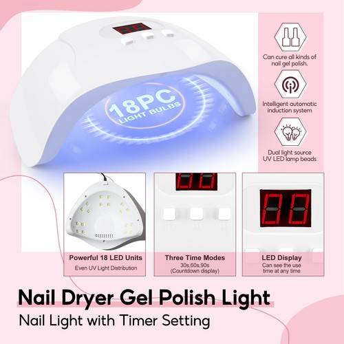 Acrylic Nail Kit Acrylic Powder Nail Gel Set Nail Lamp 12Pc Glitter Tool Set US - Picture 4 of 24