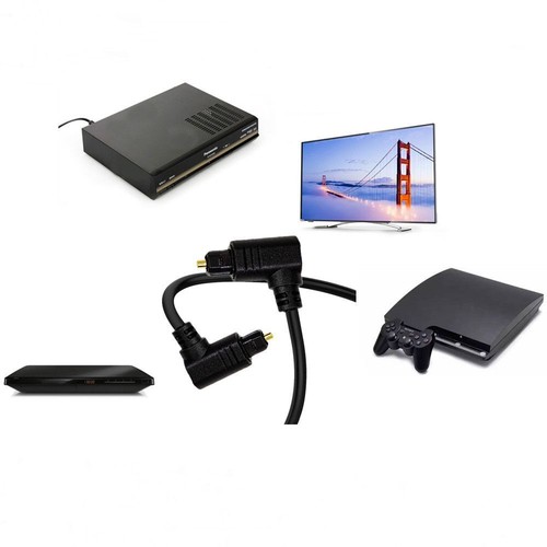 Digital Optical Audio Cable 5.1 Right Angle Cable For Fiber Cables 1M 2M Black - Picture 12 of 14