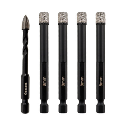 Dry Drilling Bits Quick-Fit  Carbide Bit Porcelain Marble Hole Saw Tool 5pcs 8mm