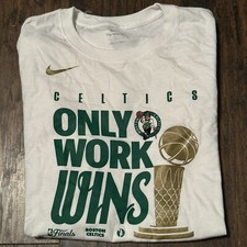 Boston Celtics Only Work Wins White Parade Champions Nike Basketball Womens XL