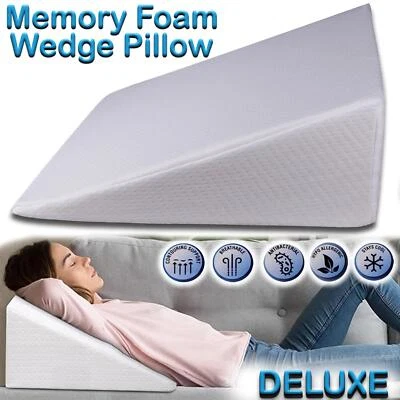 BUYSTARGET Wedge Pillow Large Memory Foam Back Leg Support Acid Reflux Raised Bed Recovery