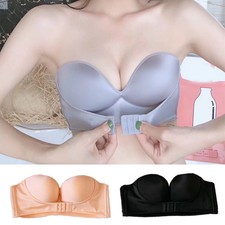 Women Breathable Strapless Bra Push Up Front Closure Bra Lingerie Invisible Bra