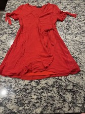 Lulu's Dress Women's Medium My Philosophy Red Wrap Dress Arm Ties Ballerina