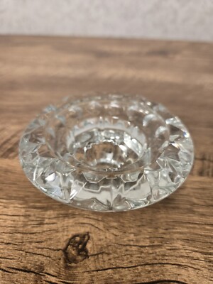Vintage BOLSIUS Clear Crystal Glass 3 5/8'' Candle Holder Made in France EUC
