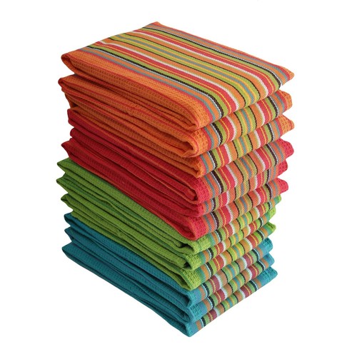 Salsa Kitchen Towels, 100% Cotton Dish Towels for Kitchen, Set of 8 (16x28 In...