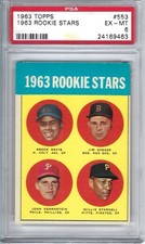 1963 TOPPS ROOKIE CARD #553 1963 ROOKIE STARS WILLIE STARGELL PSA 6 EX-MT. rookie card picture