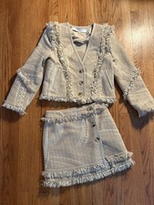 IRO Negila Cropped Boucl -tweed Jacket Skirt In Beige, Small
