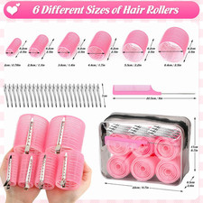 6 Size Hair Rollers for Women, 62 Pcs Rollers Hair Curlers for Long Medium Sh...