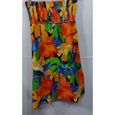 Ralph Lauren 100% Cotton Floral Tropical Print Dress Multicolor Smocked | Size M