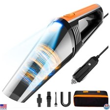 8000Pa Portable Car Vacuum Cleaner - 12V Handheld with LED Light & 16.4Ft Cord