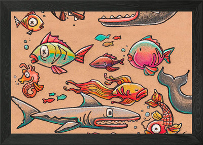 Handgezeichnete Illustration oder Zeichnung gerahmtes Wandbild Poster Leinwanddruck Bild
