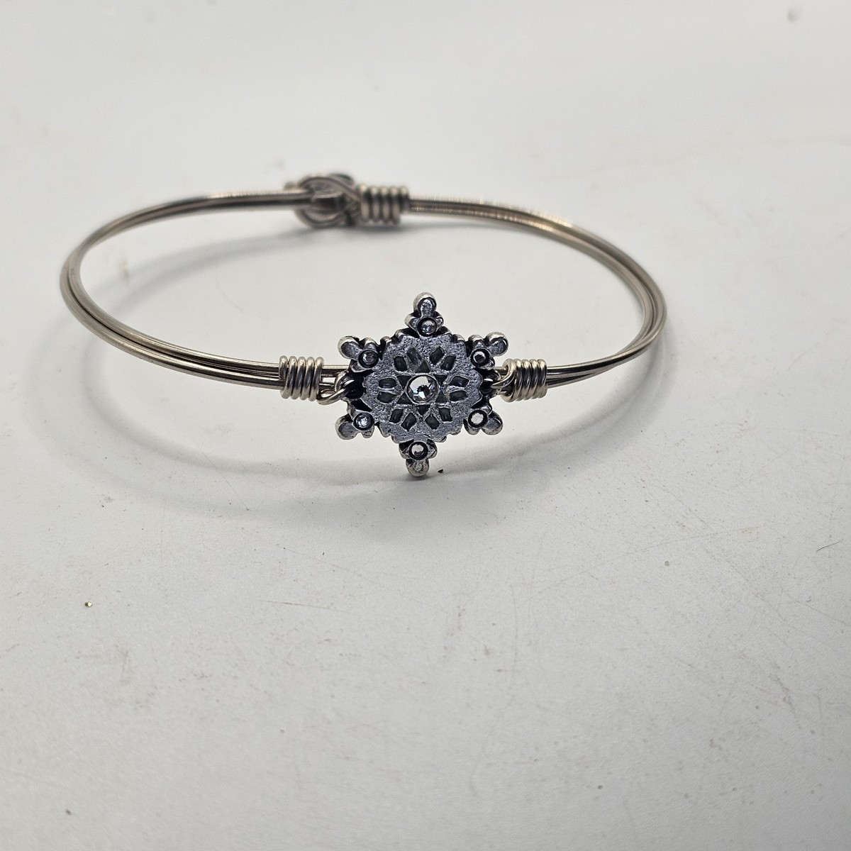 Luca + Danni L & D Sparkling Snowflake Bangle Bracelet Silver Tone