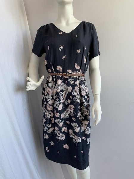 Women Laura Ashley Dress Navy Viscose 36 #A1F2