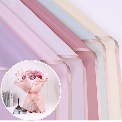 24 PCS 12 Colors Gold Edge Flower Wrapping Paper Waterproof Bouquet Florist