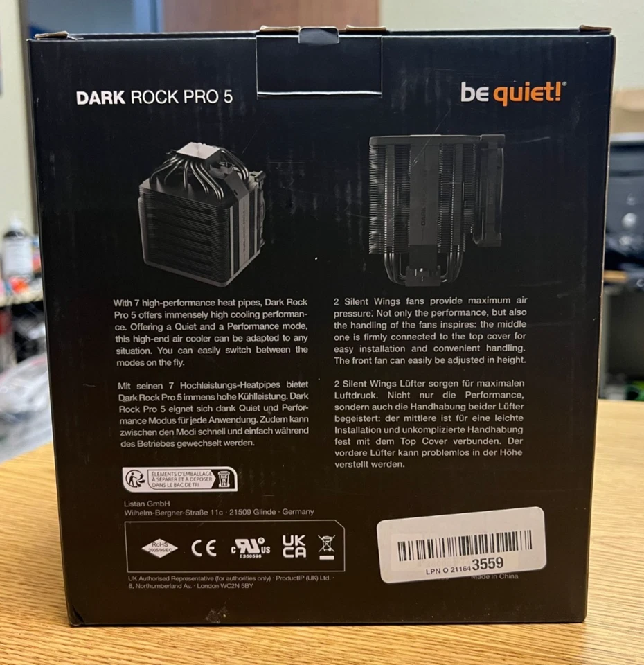 be quiet! Dark Rock Pro 5 CPU Air Cooler LGA1700 AM5 Dual Tower 135mm+120mm Fans - Image 2 of 4